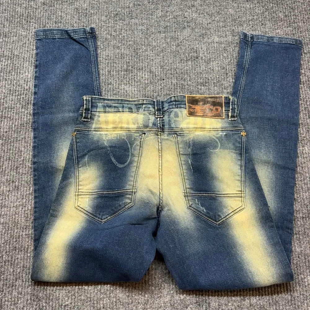 Aero Mens Size‎ 42 33x33 Dirty Wash Jeans Mud Wash Button Fly Y2K Streetwear